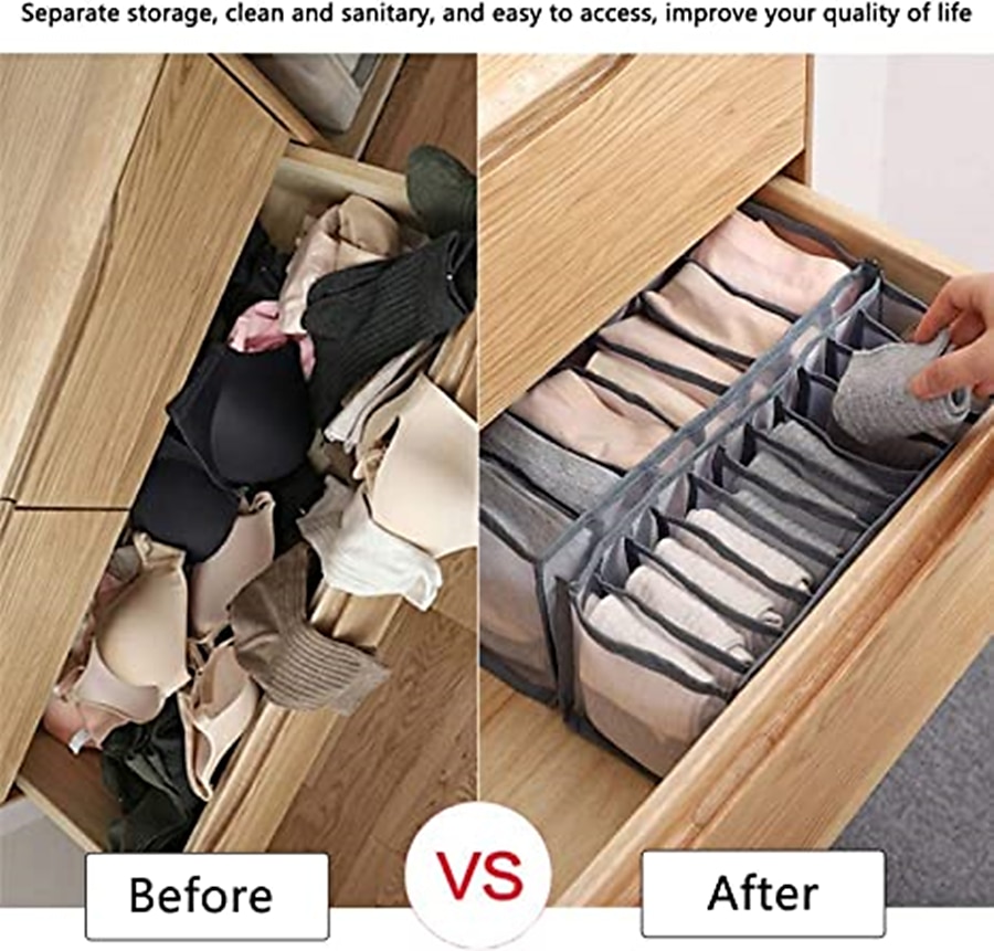 3PCS/Set Foldable Storage Box Socks Magic Mesh Transparent Plaid Fabric Artist Home Bra Underwear Finishing Box 2025 - $9.99 –P8