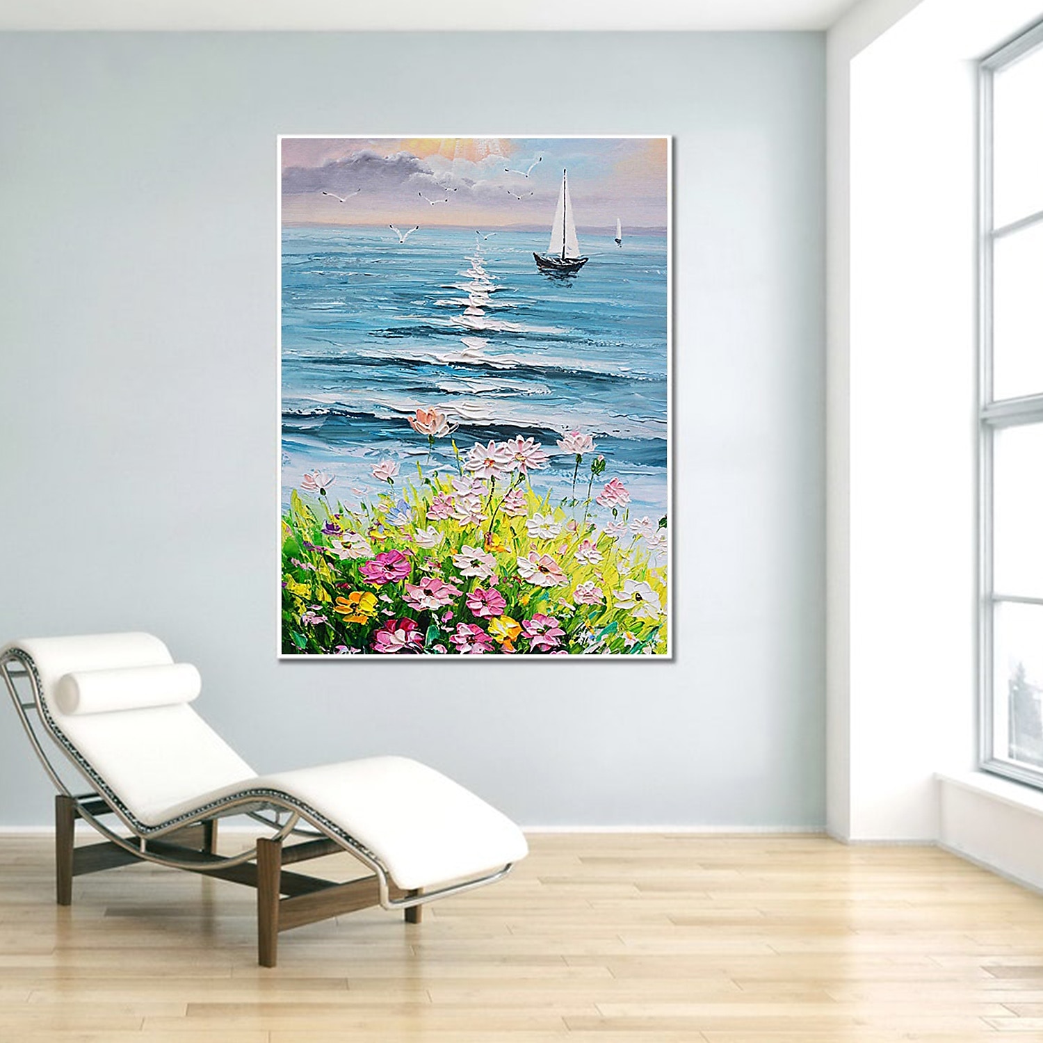 Pintura al óleo hecha a mano canvaswall arte decoración abstracta cuchillo pintura paisaje flores para decoración del hogar enrollado sin marco pintura sin estirar 2025 - $108.99 –P2