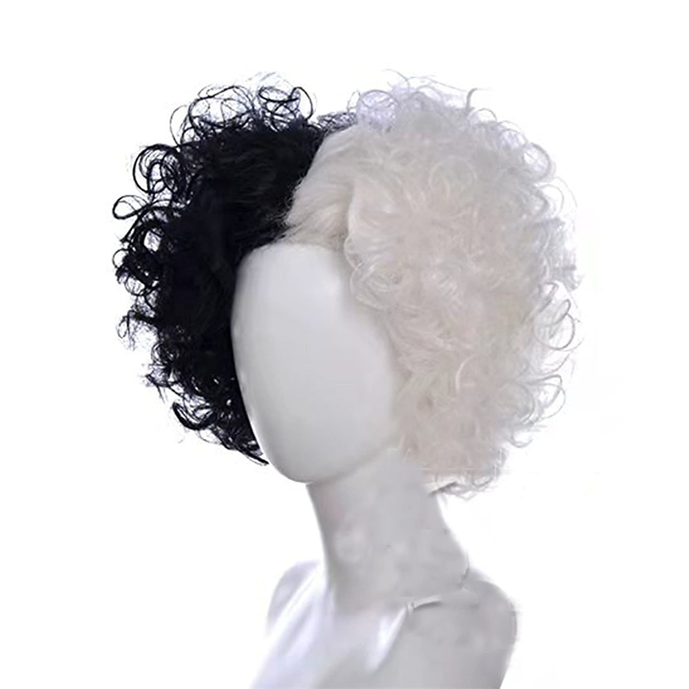perucă cosplay jumătate albă și neagră perucă cosplay joc de rol peruci de petrecere pentru femei peruci de halloween 2025 - $17.99 –P2