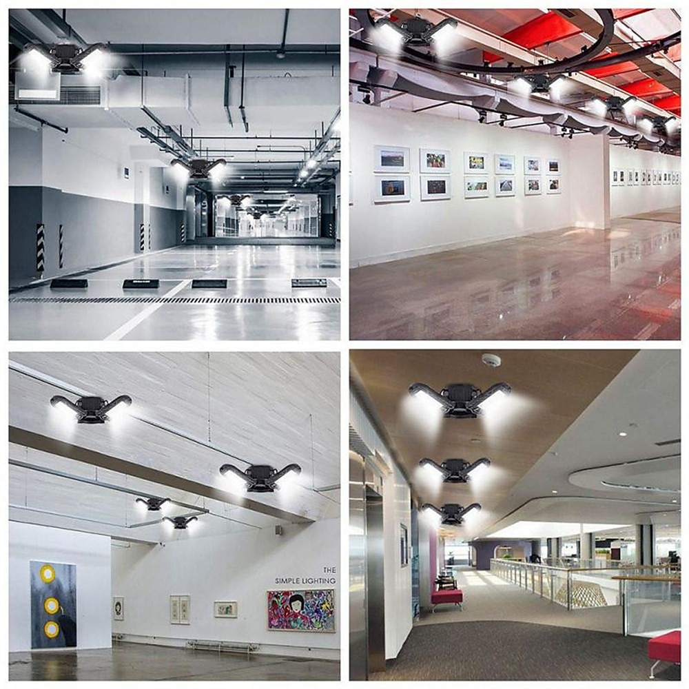 2 יחידות אור מוסך e27 מנורת led מתכוונן להבי מאוורר מתכוונן מנורת תקרה מוסך מנורת מחסן מחסן אורות 2025 - $34.99 –P4