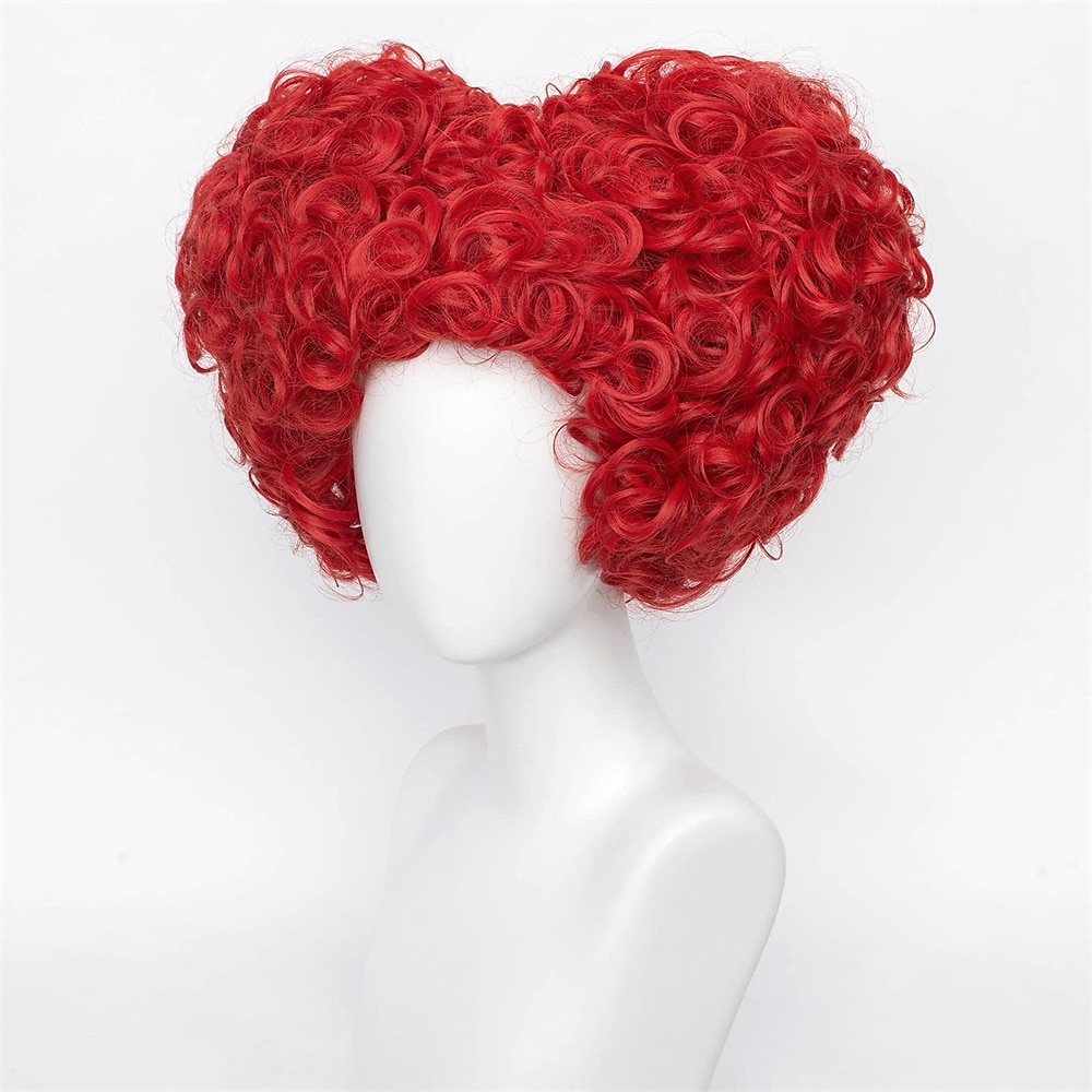 Peruca Cosplay Rainha Vermelha para Mulheres e Meninas Pré-estilizada Curta Cacheada e Fluffy Perucas de Festa Cosplay Halloween de 2025 por $24.99 –P4