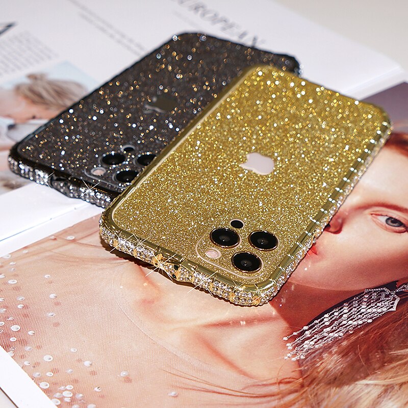telefon Carcasă Pro iPhone 14 13 12 11 Pro Max Mini X XR XS Max 8 7 Plus Zadní kryt Ochranný rámeček pro ženy Girl Bling Glitter Lesklé Nárazuvzdorné TPU Štras Kov 2025 - $22.99 –P6