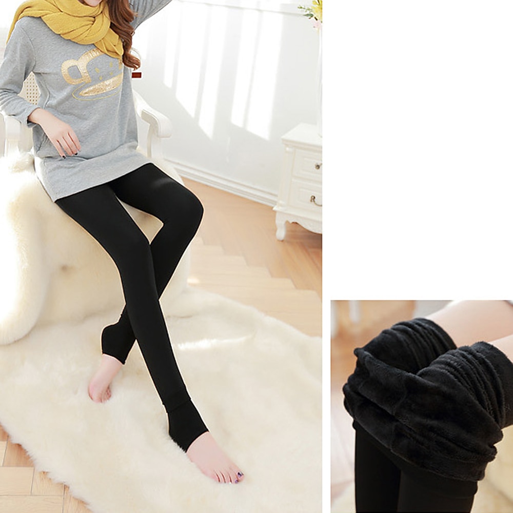 Mujer Pantalones de lana Medias Plano Media cintura Longitud total Negro Otoño invierno 2025 - $12.99 –P9