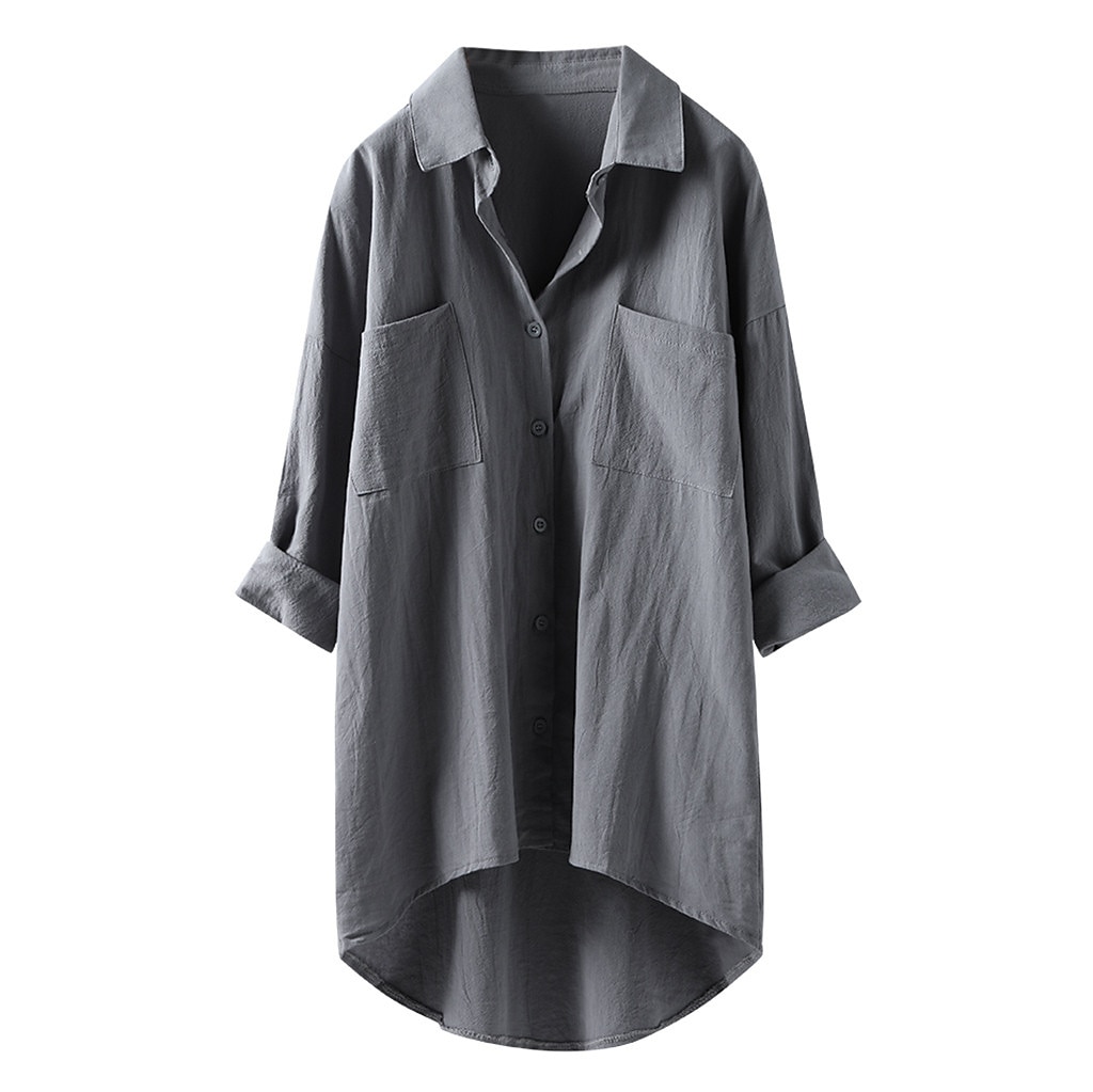 Femmes Chemise Chemises inspirées du lin Boutonner Chemisier Uni ancien Occasionnel manche longue Col de chemise Occasionnel Quotidien Week-end Patchwork Noir Blanche Bleu Vert Kaki de 2025 ? $29.99 –P7