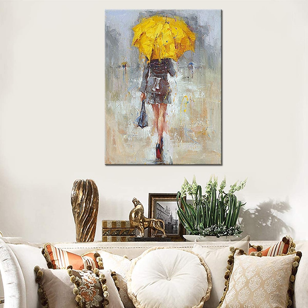 Handmade obraz olejny na płótnie wall art decoration rysunek portret kobiety z parasolem do wystroju domu walcowane bezramowe nierozciągnięte malarstwo; 2026 - $94.99 –P4
