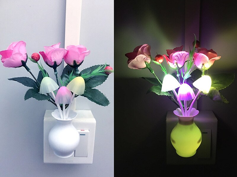 Conectare cu led lumina de noapte senzor automat de amurg pana la zori lampa de economisire a energiei lumina de noapte de vis flori de trandafir ciuperci lumini de noapte pentru dormitor baie camera de zi bucatarie hol 2025 - $8.49 –P4