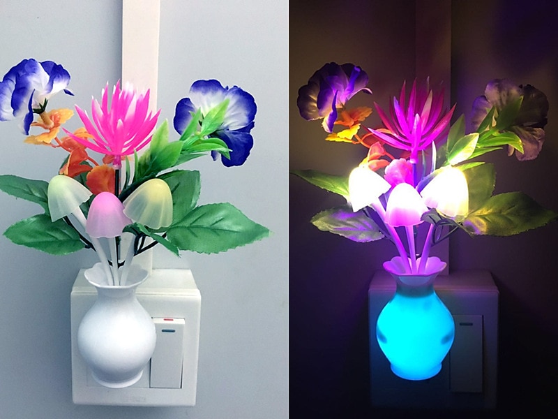 Conectare cu led lumina de noapte senzor automat de amurg pana la zori lampa de economisire a energiei lumina de noapte de vis flori de trandafir ciuperci lumini de noapte pentru dormitor baie camera de zi bucatarie hol 2025 - $8.49 –P6