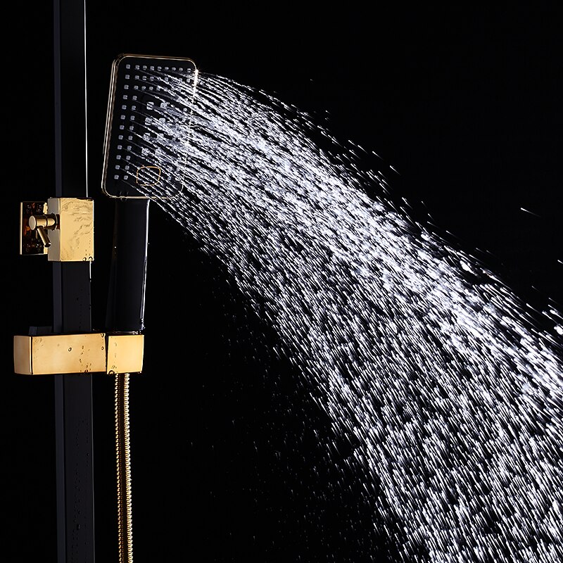 sistema de ducha juego de grifería montado en la pared, cabezal de ducha de lluvia de 9 pulgadas ducha de mano rociador de mano con soporte acabados electrochapados/pintados montaje interior válvula de cerámica ducha de baño 2025 - $333.79 –P18