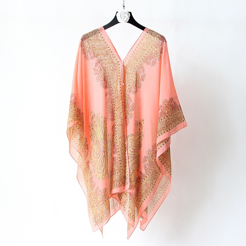 Fashion Women Scarf Shawl Poncho Printed Sunscreen Scarf Sun Protection Shawl Beach Shawl Bikini Cover Soft Comfortable 2025 - $13.99 –P16