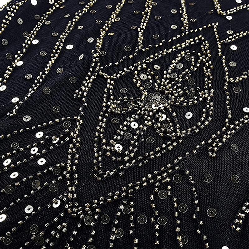 Rugido 20s 1920s Maxi Hasta el Tobillo Vestidos Vestido de noche Vestido de fiesta de graduación Normal Mangas cortas El gran Gatsby charlestón Invitado a la boda Lentejuelas Geométrico Corte 2026 - $56.99 –P15