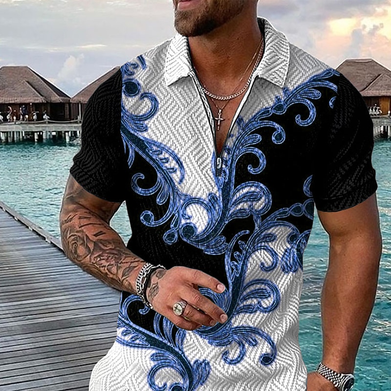 Homens Barroco Camisas Polo com zíper Camisa de golfe Manga Curta Camisas polo Camisas de colarinho Vintage Casual Roupas de férias Trajes de festa Impressão 3D Polo com fecho de correr de um quarto de 2026 por $23.99 –P3