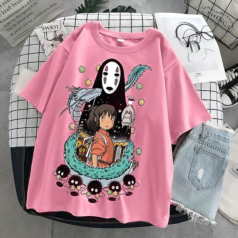 Spirited Away T-shirt Anime Cartoon Anime Harajuku Graphic Street Style For Couple's Men's Women's Adults' Masquerade Back To School Hot Stamping Casual Daily 2025 - $20.99 –P3
