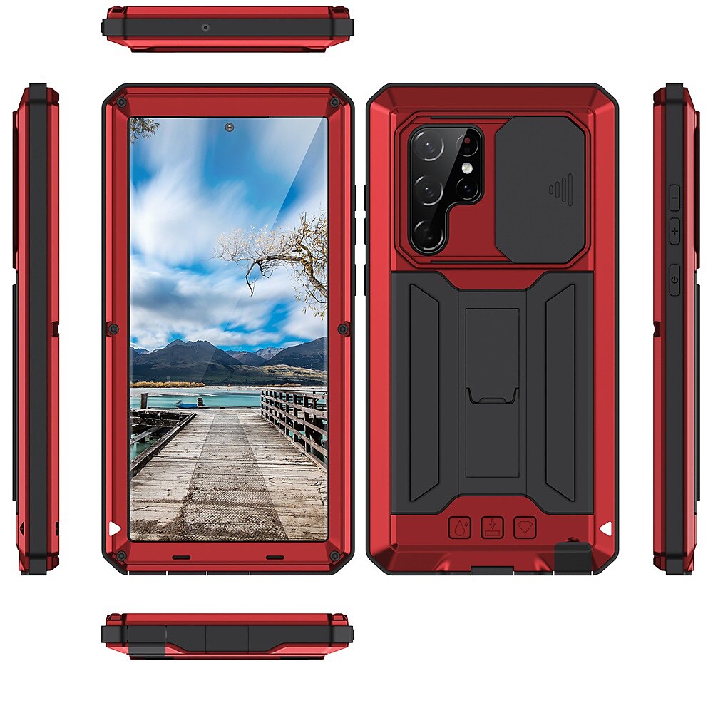 2025年 Samsung Galaxy S23 S22 Plus Ultra S25 Ultra 用ヘビーデューティ 防塵 四隅の落下耐性 キックスタンド 幾何学模様 メタル  コレクション – $44.99 –P7