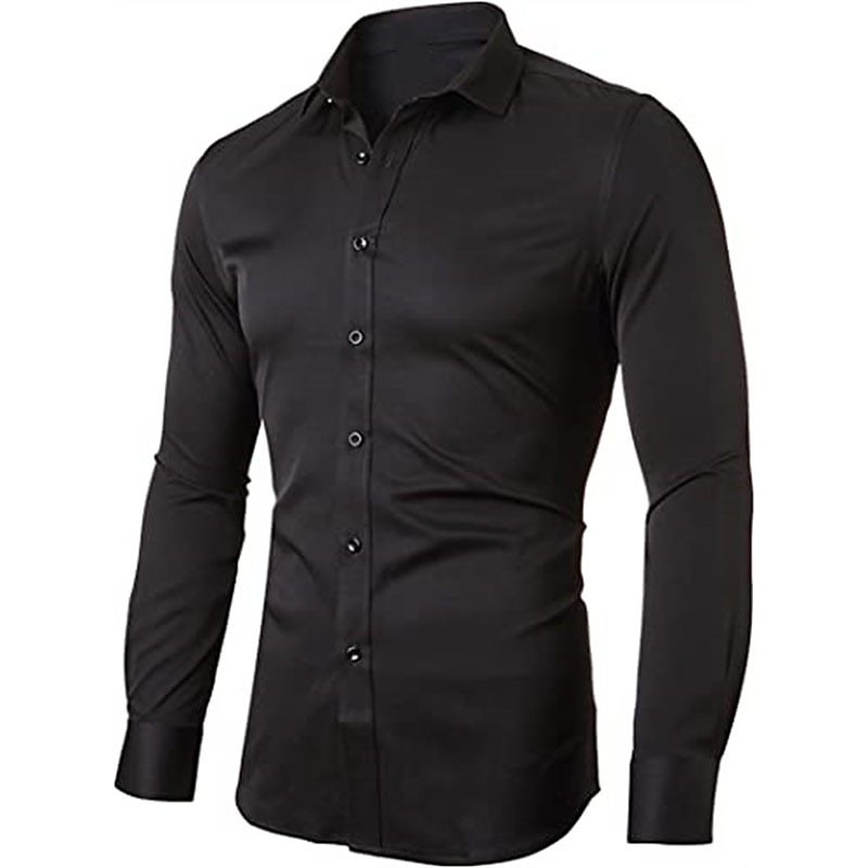 herren hemd einfarbig turndown party täglich button-down langarm tops lässig modisch bequem weiß schwarz grau 2026 - $31.99 –P6