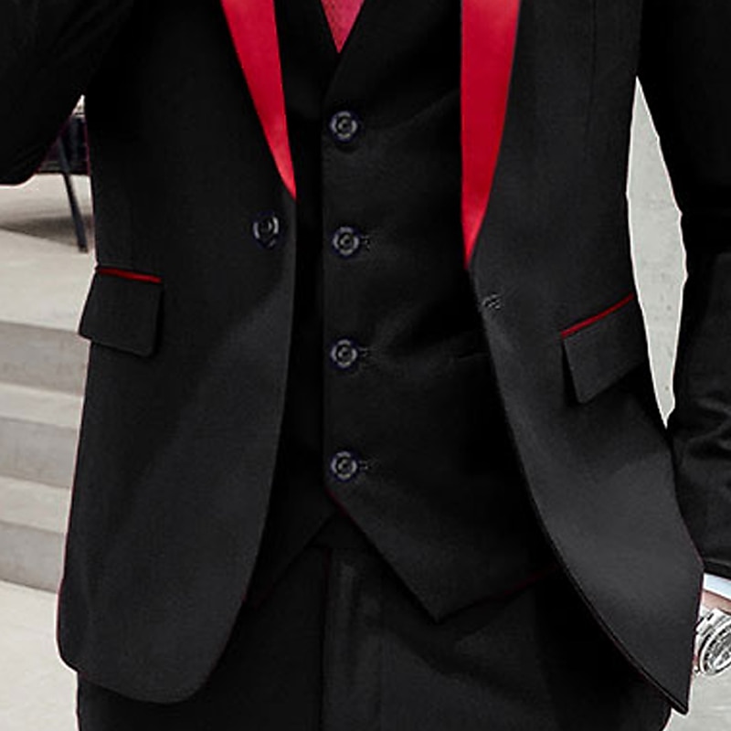 Men's Wedding Party Tuxedos Black Tie Homecoming Solid Color Standard Fit 3 Piece Single Breasted One-button 2025 - $129.99 –P3