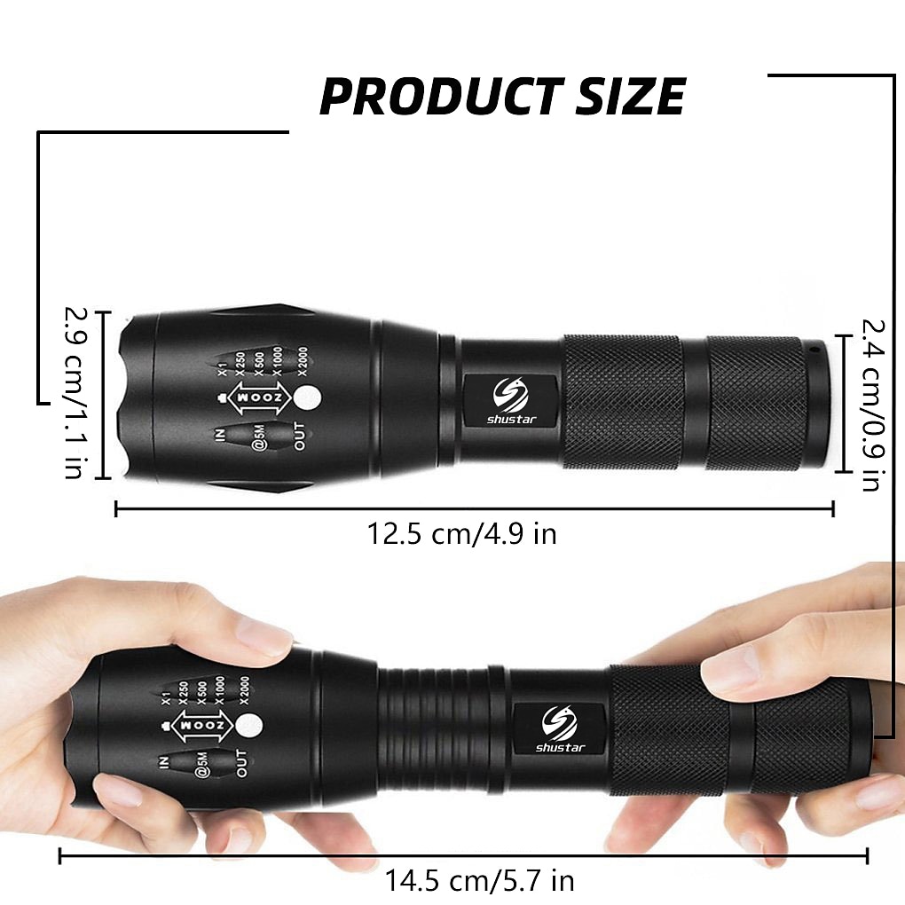 LED Flashlight Ultra Bright Torch L2/V6 Camping Light 5 Switch Modes Waterproof Zoomable Torch Light Emergency Use 18650 Battery 2025 - $15.49 –P2