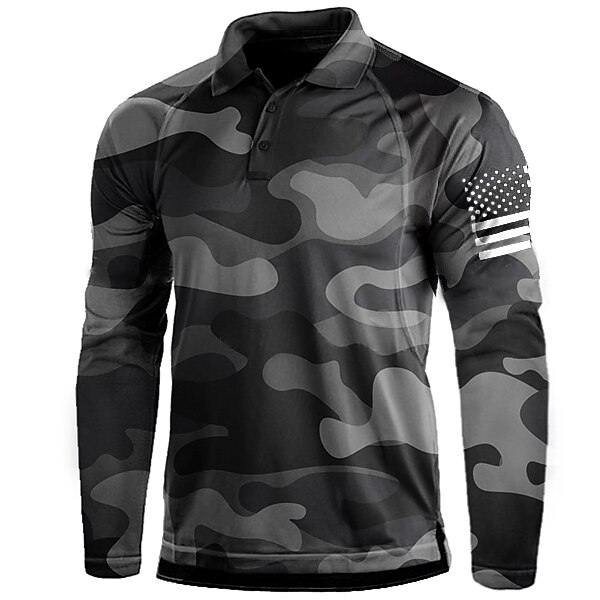 Men's T shirt Henley Shirt Long Sleeve Shirt Top Outdoor Breathable Quick Dry Lightweight Soft Polyester Black Grey Black White Fishing Climbing Camping / Hiking / Caving 2025 - $15.99 –P3
