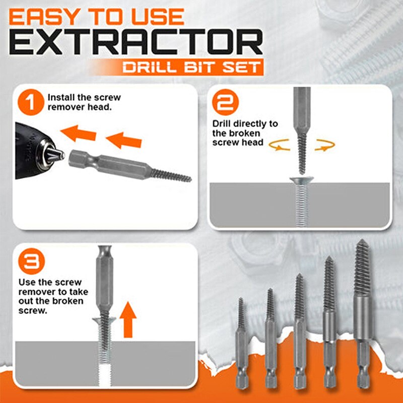 6pc Broken Wire Extractor Screw Extractor Hexagonal Handle Extractor Tool Broken Head Screw To Take Out Broken Wire 2025 - $12.99 –P3