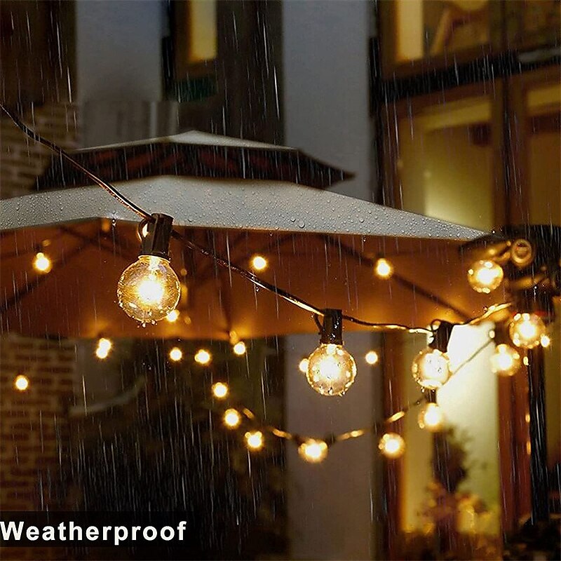 Globe String Lights 15m/50FT 50LEDs G40 Outdoor Hanging Globe Patio Lights with 50 Clear Bulbs(2 Spare) UL Listed Connectable Backyard Lights for Indoor Outdoor Decor 50 Hanging Sockets E12 Base 5W Bulb Black 2025 - $60.99 –P6