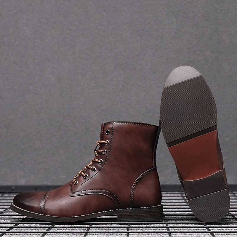 bottines à lacets marron pour hommes – similicuir avec doublure en peluche chaude et semelle antidérapante durable, idéales pour les tenues décontractées d'hiver de 2025 ? $59.99 –P2