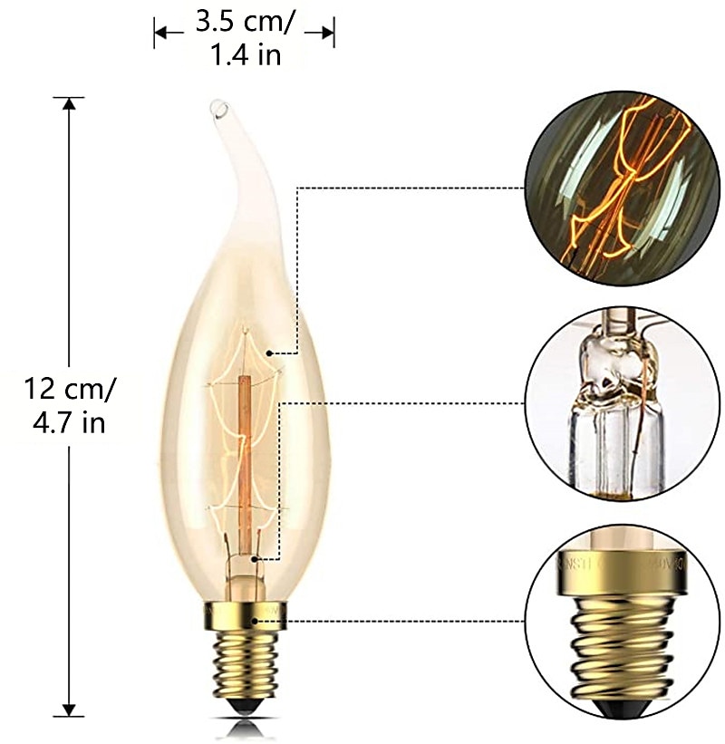 10 stk 40w vintage edison lyspærer antikk glødepære e14 c35l stearinlys pendellampe varm gul 2200-2700k retro dimbar dekorativ 220-240v 2025 - $28.99 –P1