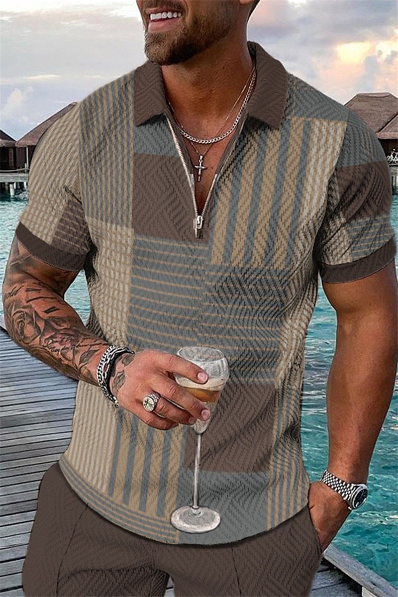 Kentucky-derby Voor heren Ruitjes Hawaiiaanse poloshirts Golfshirt Korte mouw Poloshirt Overhemden met kraag Casual Strand Kleding Vakantiekleding Feestoutfits 3D-afdrukken Polo met kwartrits Wit 2025 - $22.99 –P2