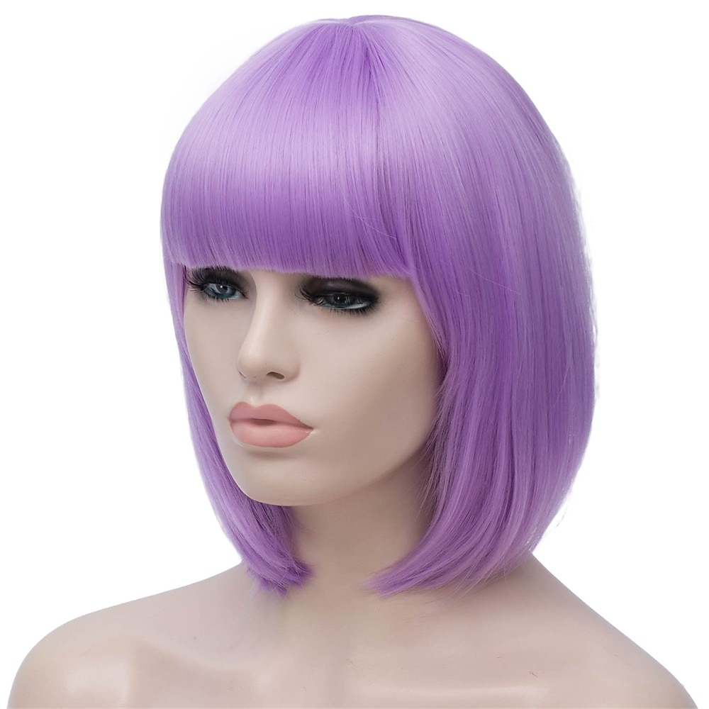 Svarte bob parykker kvinner 12'' kort svart hår parykkel med pannelugg Mia Wallace cosplay syntetisk parykk søte fargede parykker daglig fest Halloween parykker 2025 - $24.99 –P9