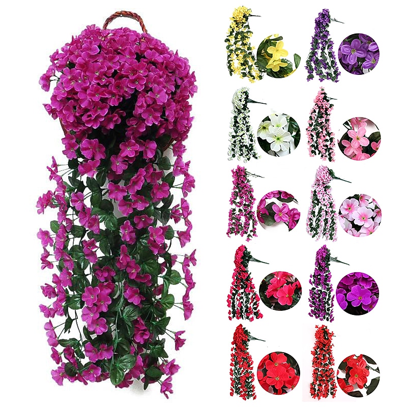 Lebendiger künstlicher hängender Orchideenstrauß, Simulationsblumenrebe, violette hängende Blumenrebe, Wandbehang, Orchideen-Hängekorb, Blumenbalkon, Heimdekoration, Blumenwand für Hochzeit, Gartendekoration 2025 - $7.99 –P4