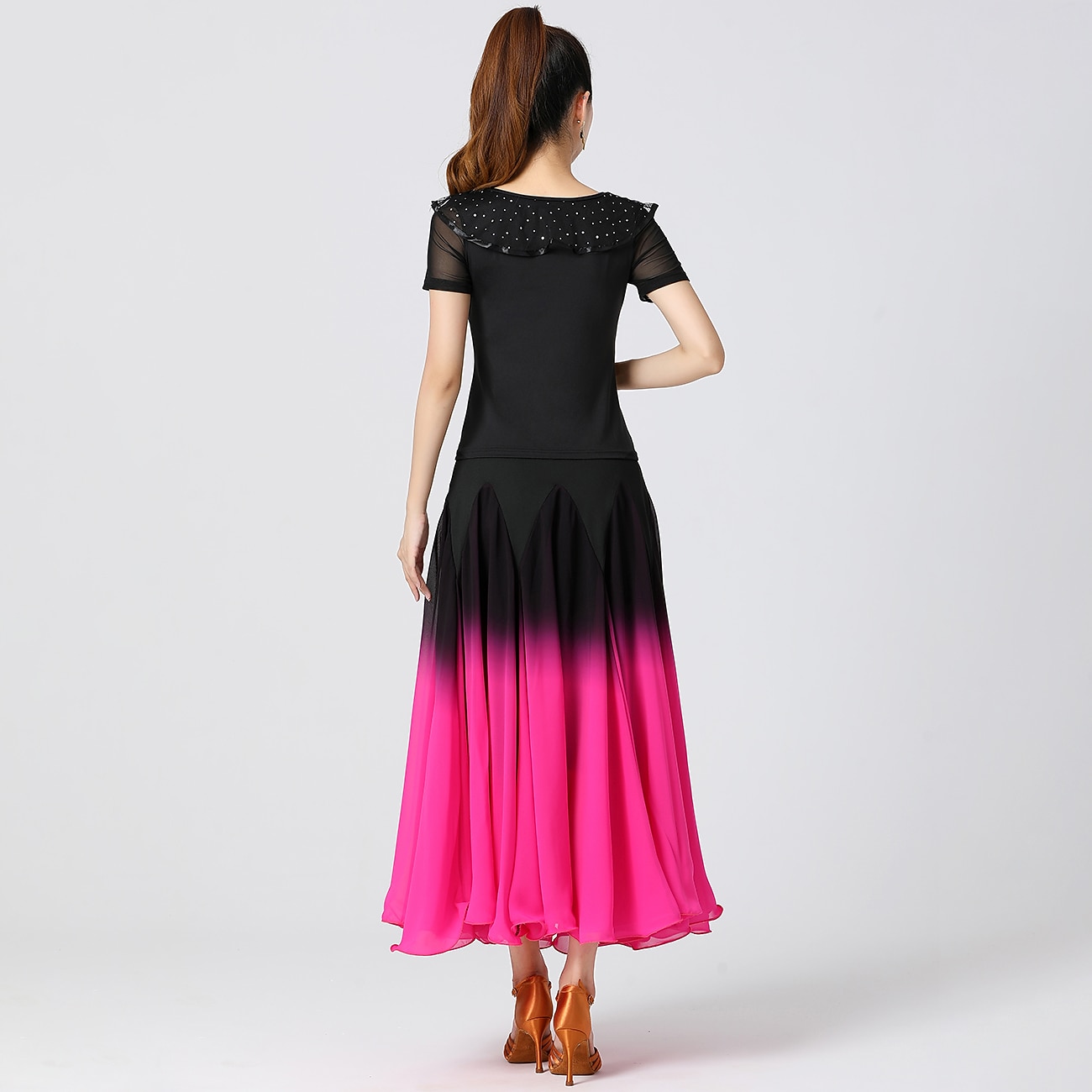 Balli da sala Abbigliamento sportivo Gonne Con ruche Colore Puro A fantasia Per donna Addestramento Prestazioni Manica corta Alto Chiffon Poliestere del 2026 a $63.99 –P3