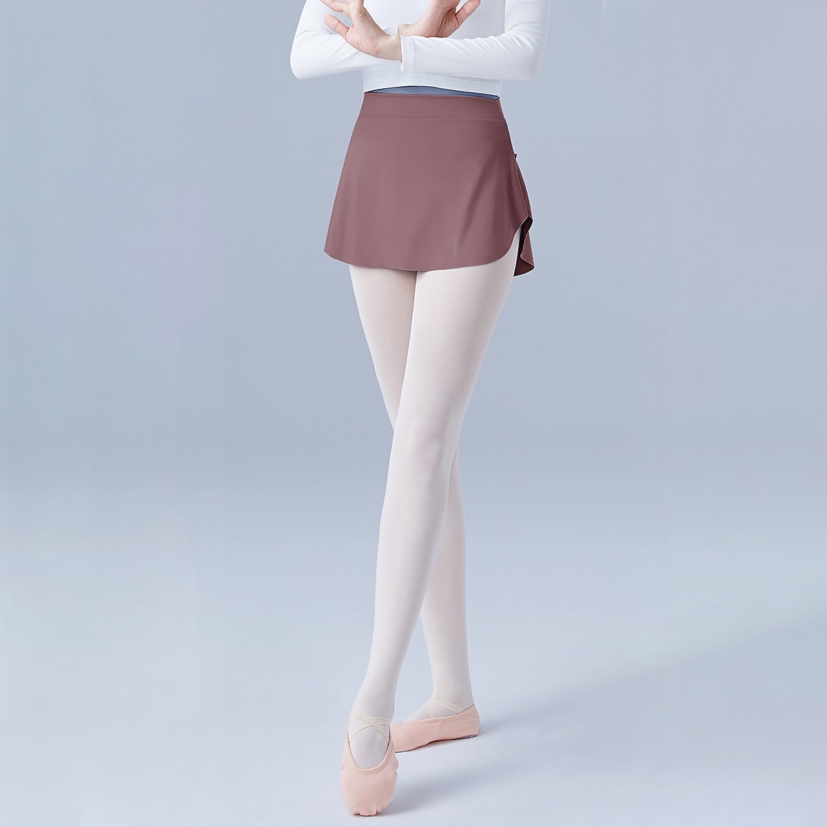 בלט לבוש אקטיבי חצאיות צבע טהור שחבור בגדי ריקוד נשים הצגה הדרכה גבוה ניילון 2026 - $21.99 –P5