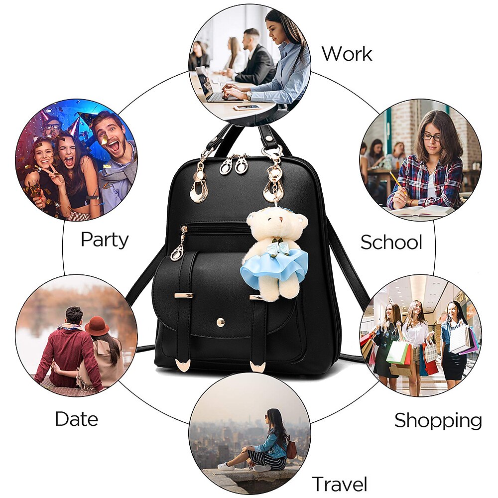 Backpack Purse for Women Large Capacity Leather Shoulder Bags Cute Mini Backpack for Girls,Black, Back to School Gift 2026 - $35.99 –P3