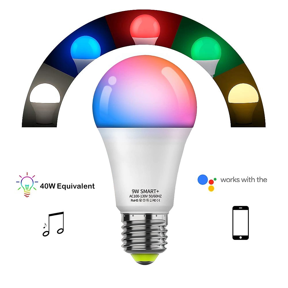 6pcs 4pcs 2pcs10W WiFi Smart LED Light Bulb Work with Alexa & Google Dimmable A19 A60 E26 E27 RGBCCT Color Changing No Hub Required 2025 - $24.99 –P6