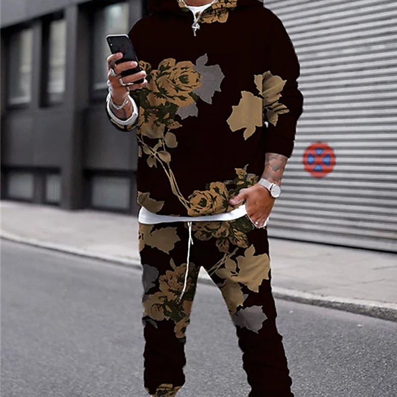 Hombre Tracksuit Conjunto de sudaderas con capucha Azul Piscina Vino Rojo Marrón Con Capucha Graphic Geométrico 2 Piezas Estampado Deporte Casual Deportes Impresión 3D Básico Ropa de calle Ropa 2025 - $31.99 –P4