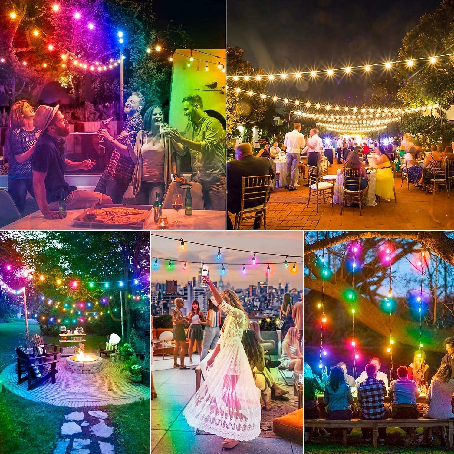 Globo corda luzes 15m 15leds ao ar livre rgb mudança de cor 0.5w s14 edison lâmpadas de plástico inquebráveis ip65 à prova d'água com controle remoto adequado para quintal varanda café quintal jardim de 2026 por $115.99 –P8