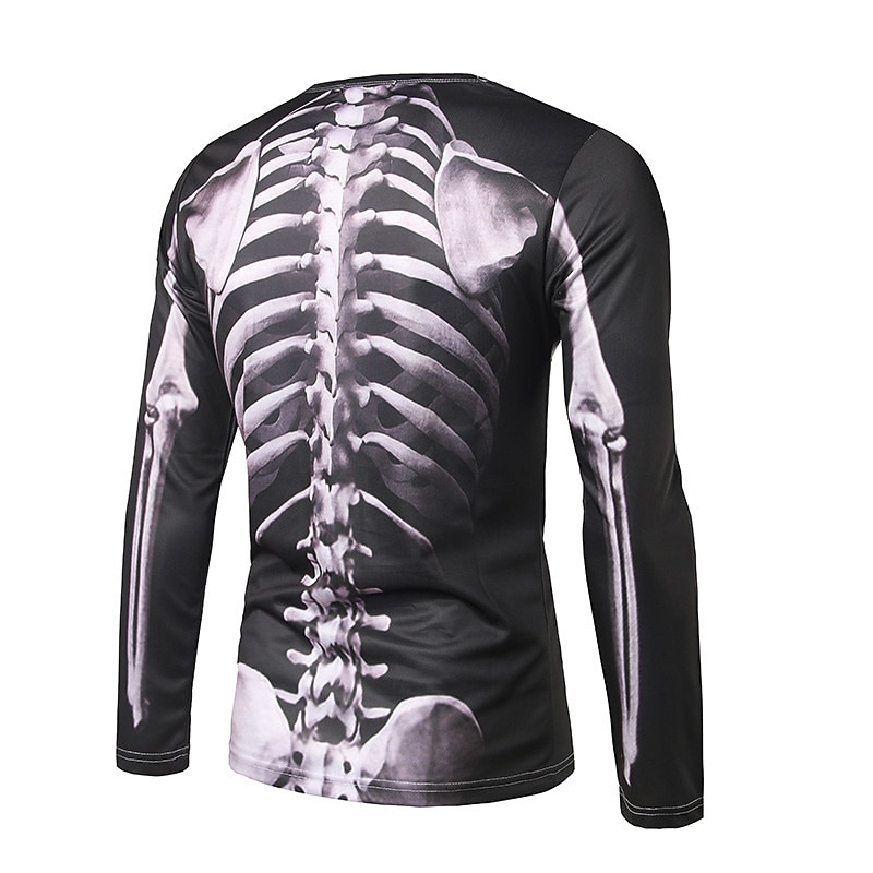 Herr Grafisk Skelett T-shirt halloween skjorta Långärmad T-shirt 3D-tryck Rund hals Skjorta Mode Ledigt Gata Dagligen Helgdag B C Svart Vår & Höst Kläder S M L XL XXL 4XL 5XL 2025 - $19.99 –P4