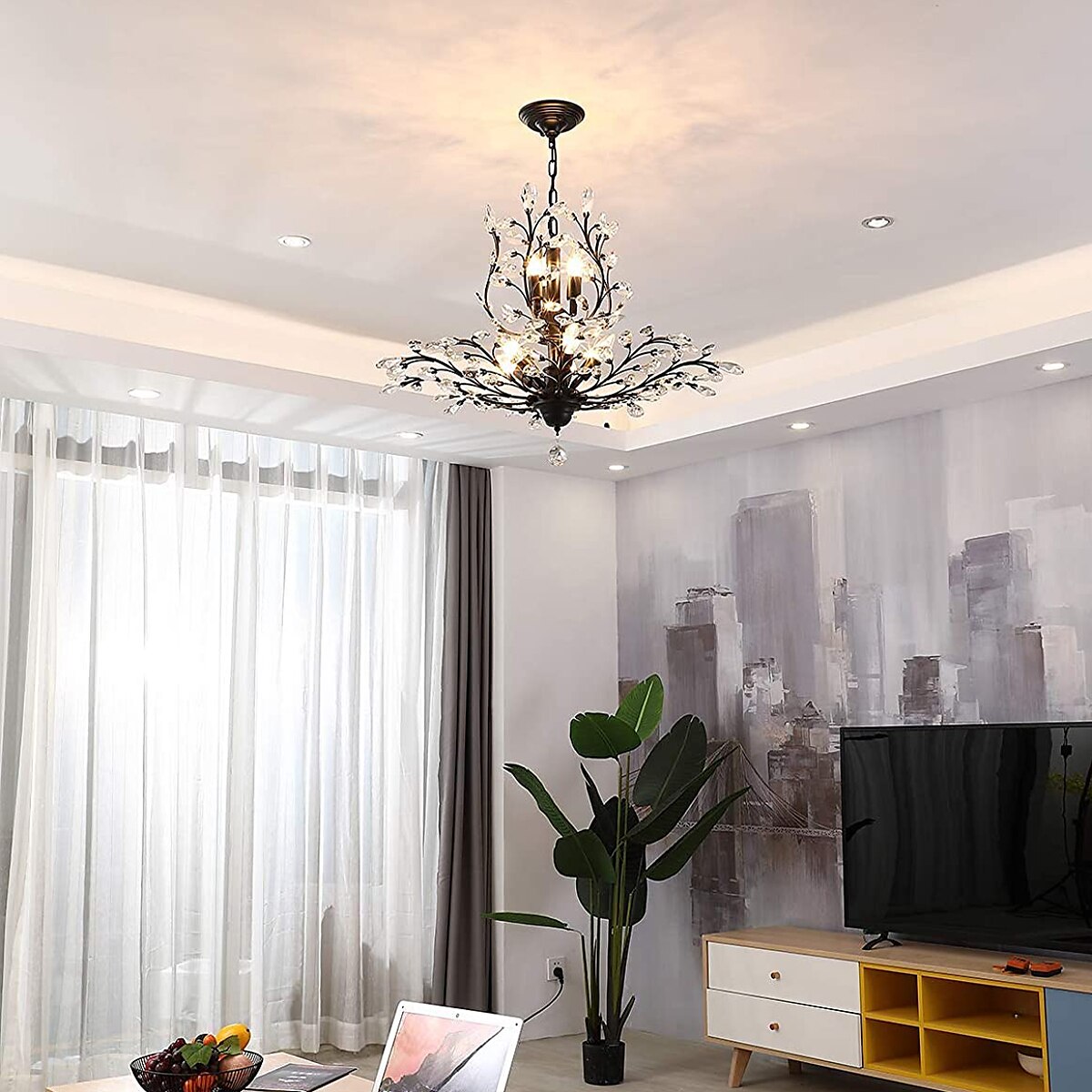 Crystal Chandelier Retro 4 Heard 8 Heard Chandeliers K9 Transparent Crystal Chandelier Ceiling Lamp Living Room Bedroom Dining Room Porch Corridor 2025 - $378.29 –P11