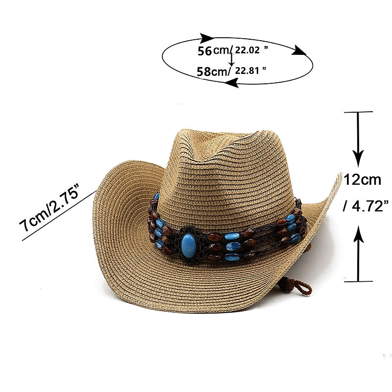 Women's Cowboy Hats Vintage Turquoise Band Vacation Western Hats 2025 - $17.99 –P8