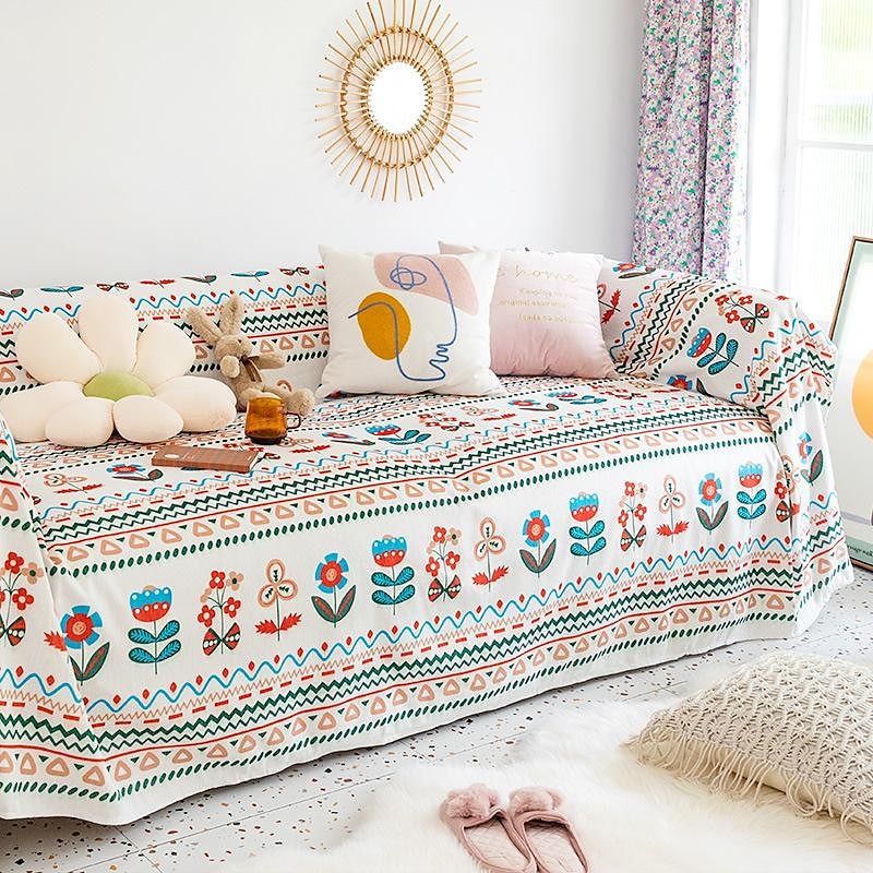sofa teppe boho sofa trekk slipcover for seksjon sofa lenestol loveseat 4 eller 3 seter l form, sengetøy tepper, møbelbeskytter fra kjæledyr bunnen av 2025 - $63.99 –P6