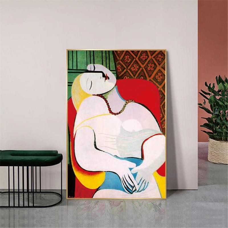Handmade Hand Painted Oil Painting Wall Art Pablo Picasso Le Reve Girl before a Mirror Carving Painting Home Decoration Decor Rolled Canvas No Frame Unstretched 2025 - $85.99 –P4