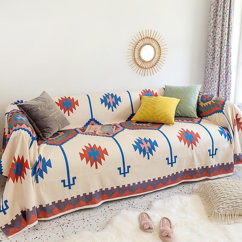 sofa teppe boho sofa trekk slipcover for seksjon sofa lenestol loveseat 4 eller 3 seter l form, sengetøy tepper, møbelbeskytter fra kjæledyr bunnen av 2025 - $63.99 –P9