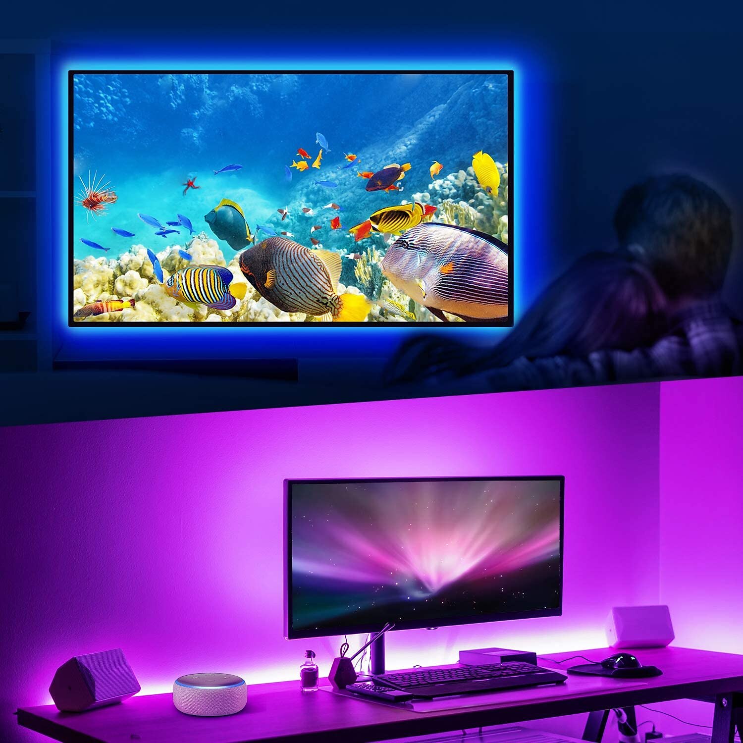 5m 16,4ft chytrá televize LED podsvícení proužek světlo usb rgb aplikace bluetooth ovládání synchronizace hudby změna barvy smd 5050 pro PC monitor herna 5v 2025 - $13.99 –P3