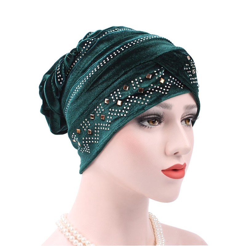 hijab interno di colore solido berretti turbante musulmano per le donne con trapano etnico islamico avvolgere testa turbante pronto da indossare hijab bonnet del 2025 a $11.99 –P12