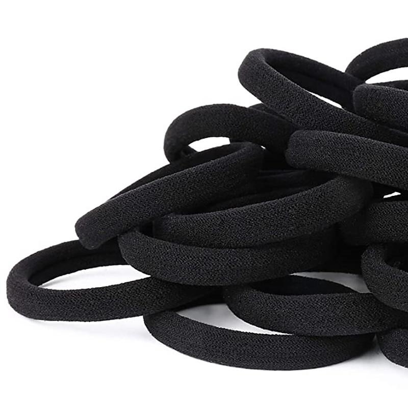 50ks černých sponek do vlasů pro ženy, bavlněné bezešvé gumičky do vlasů, elastické držáky na culík, bez poškození pro husté vlasy, průměr 2 palce 2025 - $11.99 –P1