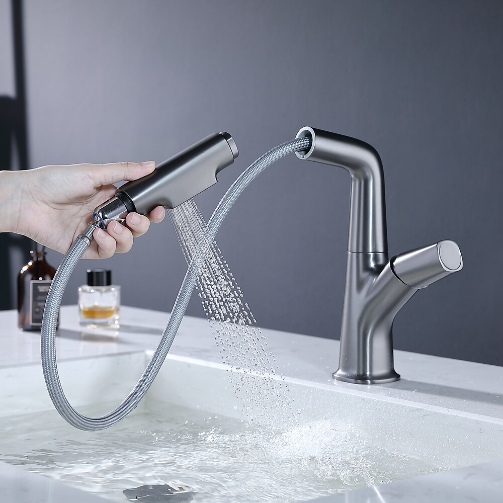 Robinet lavabo - Rotatif / Rétractable / Avec spray démontable Plaqué / Finitions Peintes Set de centre Mitigeur un trouBath Taps / Laiton de 2025 ? $170.99 –P1