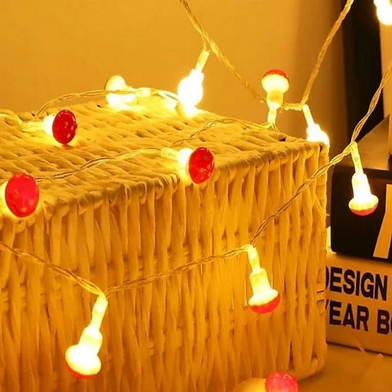 Мushroom Decore эстетические гирлянды для спальни работающие от батареи 1,5 м 10 светодиодов  3 м 20 светодиодов гирлянды венки и подвесные декоры для комнаты стен растений 2026 - $17.99 –P7