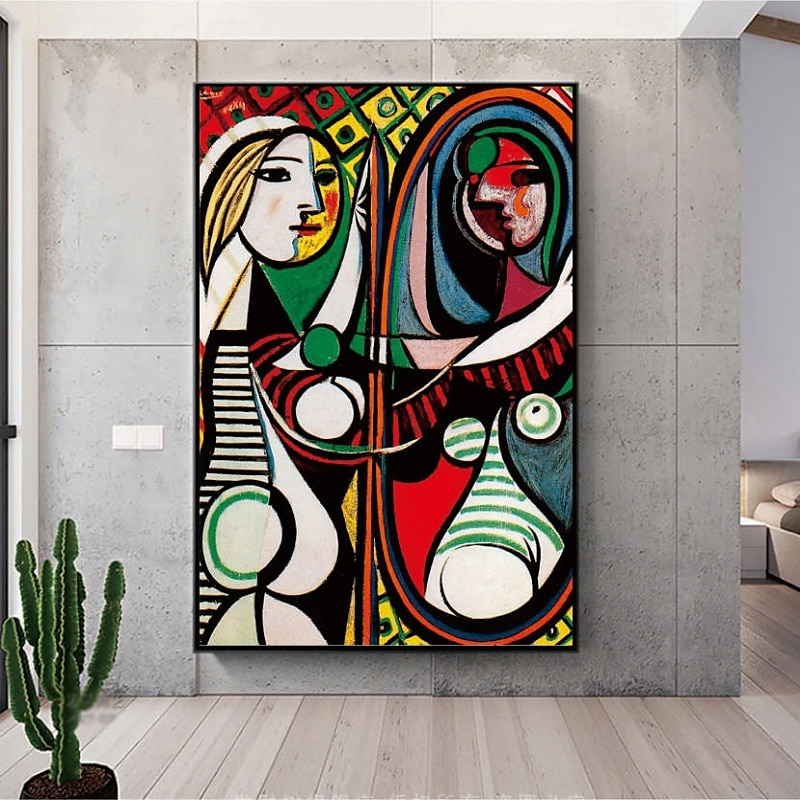 Handmade Hand Painted Oil Painting Wall Art Pablo Picasso Le Reve Girl before a Mirror Carving Painting Home Decoration Decor Rolled Canvas No Frame Unstretched 2025 - $85.99 –P11
