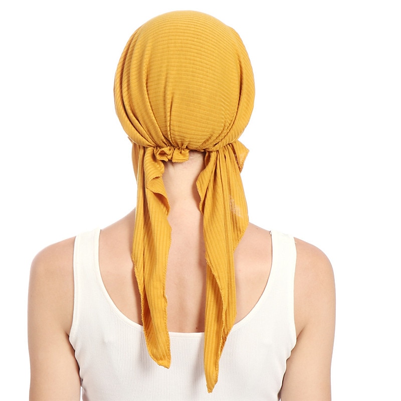 Nuevo algodón elástico color sólido envoltura cabeza bufanda sombreros musulmán turbante capó para mujeres interior hijab sombrero moda mujer turbantes gorras 2025 - $12.99 –P6