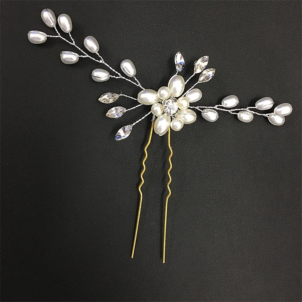 2025年 韓国の花嫁手作りパールクリスタルヘアピンピンU字型クリップ結婚式の頭飾りヘアアクセサリー  コレクション – $6.99 –P2