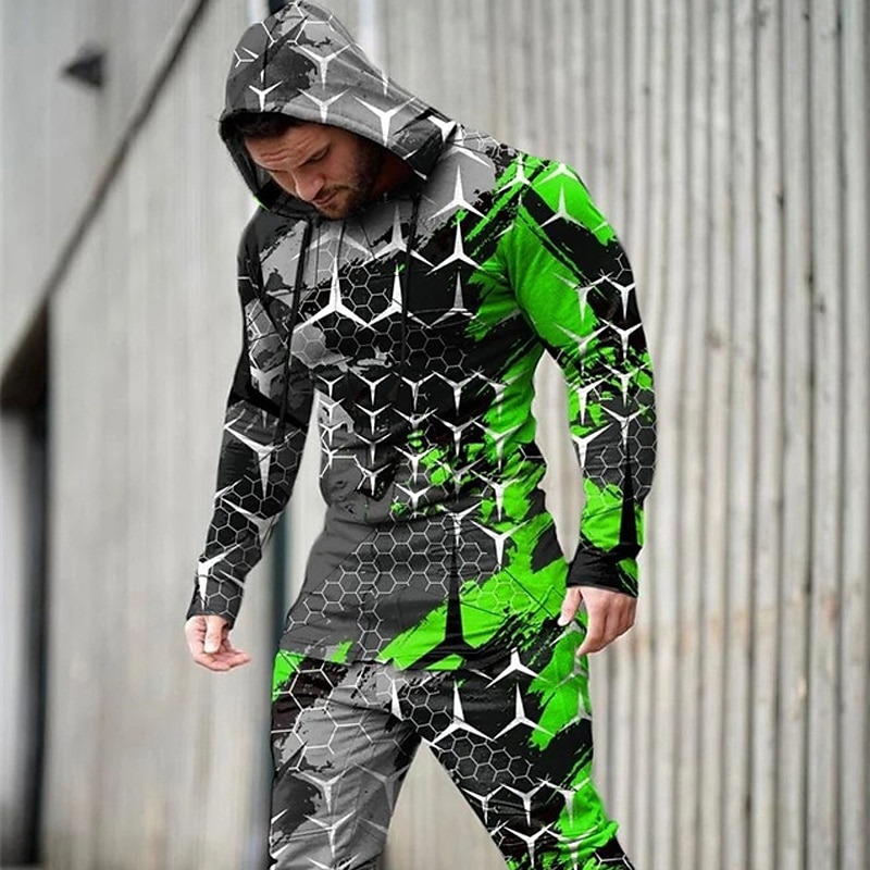 Hombre Graphic Geométrico 2 piezas Conjuntos de sudaderas 3D Chándal Sudaderas Manga Larga Pantalones largos Con Capucha Ropa de calle Ropa deportiva Básico Deporte Casual Deportes Estampado 2025 - $38.99 –P3