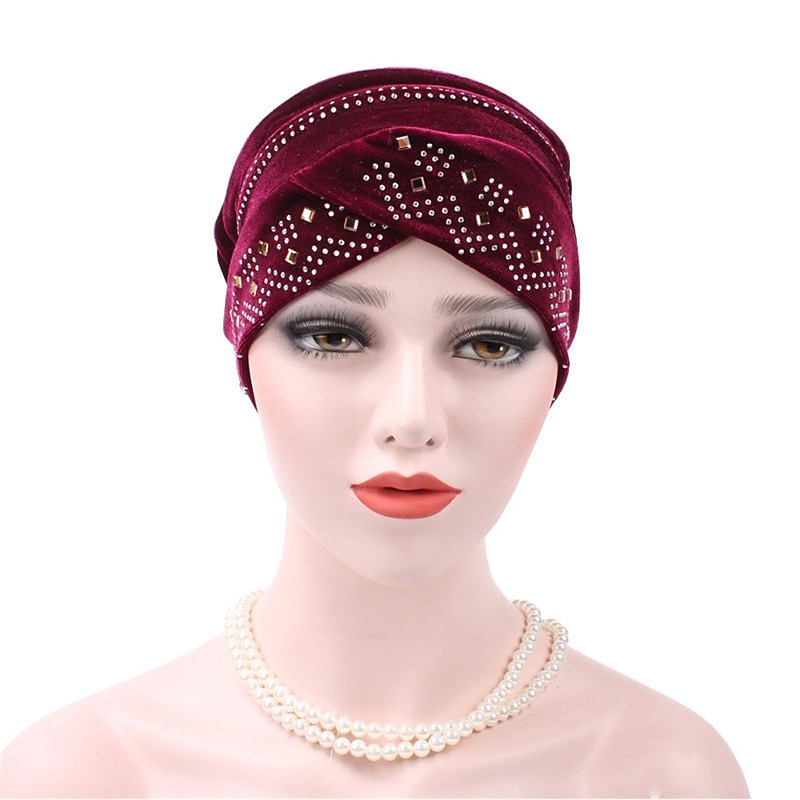 hijab interno di colore solido berretti turbante musulmano per le donne con trapano etnico islamico avvolgere testa turbante pronto da indossare hijab bonnet del 2025 a $11.99 –P3